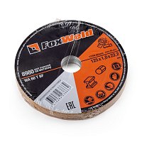 Круг отрезной по металлу FOXWELD WA 60 T BF, 125 х 1,0 х 22,2 мм, в метал. банке, 10 шт.