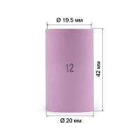 Varteg Сопло керам. 19,5мм №12 газ.линза (701.0426/ТС0036, 42мм, пр-во FoxWeld/КНР)
