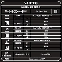 Сварочный полуавтомат VARTEG 180 DUO-S
