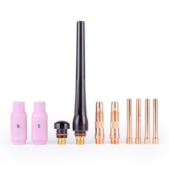 FoxWeld Набор комплектующих TIG17/18/26 (10 предметов: кер.сопло №5-2шт., цанги 1,6мм-2шт., 2,4мм-2шт., корп.цанги 1,6 и 2,4, колп. длин./кор., пр-во FoxWeld/КНР)