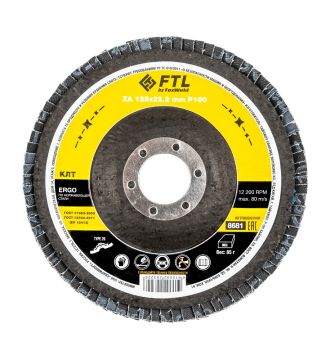 Круг лепестковый для шлифования по нержавеющей стали FTL Ergo цирконий 29 125 х 22,2 мм P100