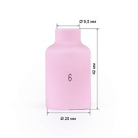 Varteg Сопло керам. 9,5мм №6 газ.линза (701.0422/TC0033, 42мм, пр-во FoxWeld/КНР)
